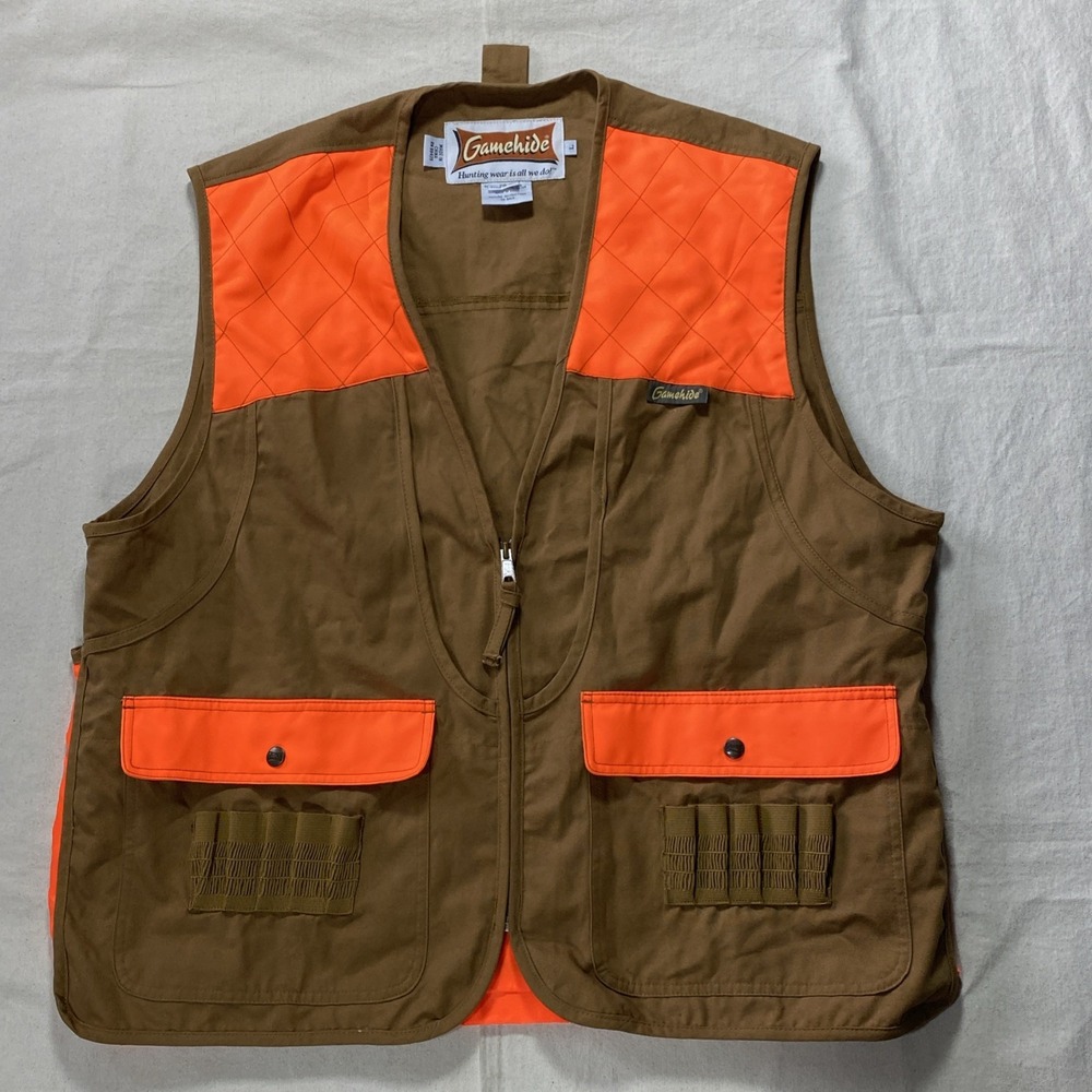 Bird Hunting Vest. Sz Large Gamehide Brown/Orange Multi Pockets Shooting